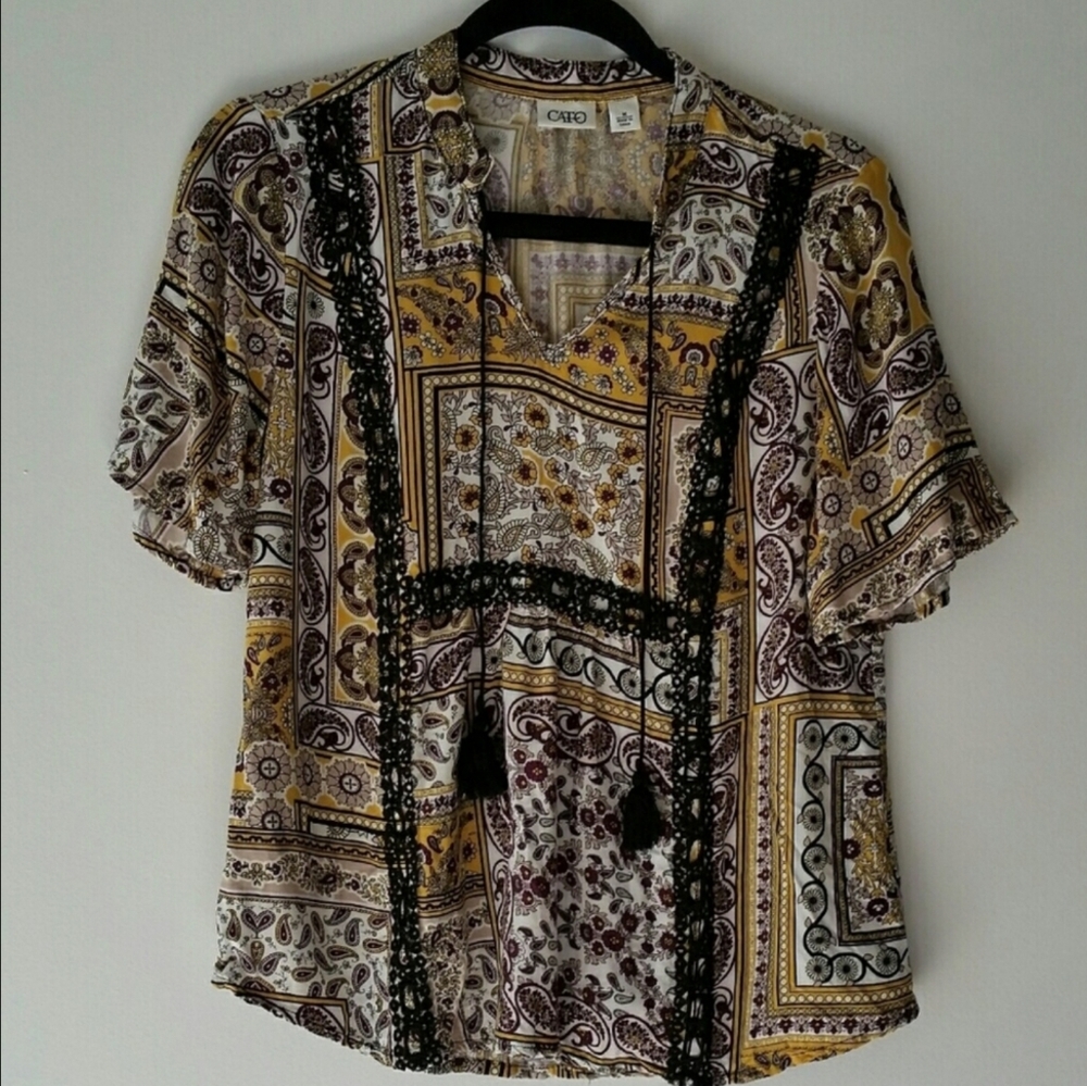 Cato medium bohemian paisley print top